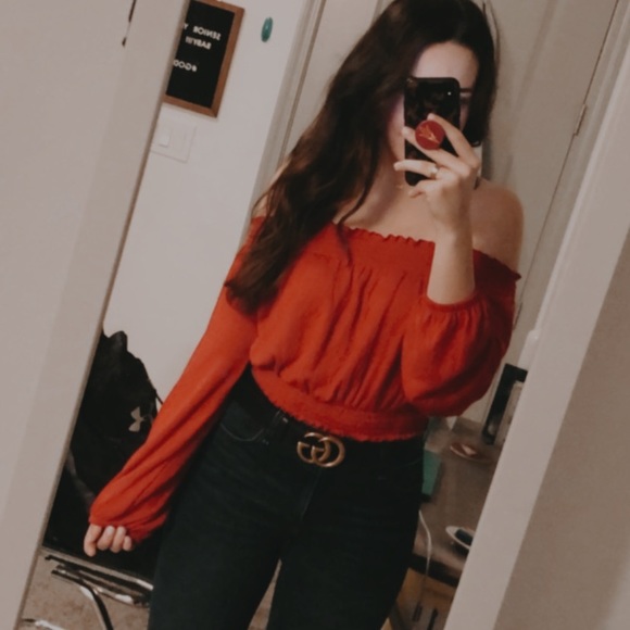 H&M Tops - H&M Off-The-Shoulder Red Top